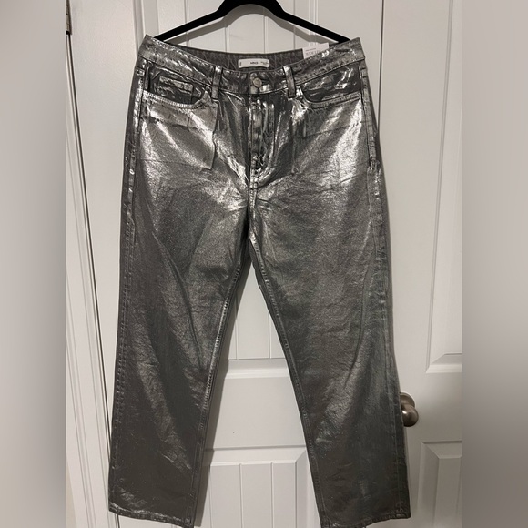 Mango Metallic Gray Wide-Leg Pants - Picture 2 of 6